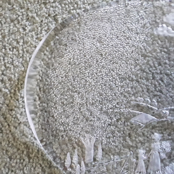 Vintage Mikasa West Germany Mother Daughter Country Road Etched Crystal Tray - Picture 5 of 7